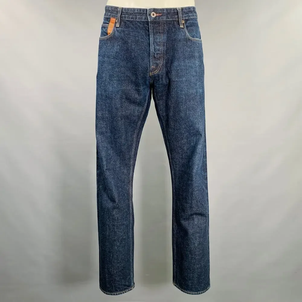 PAUL SMITH Size 36 Blue Contrast Stitch Cotton Straight Japanese Selvedge Jeans